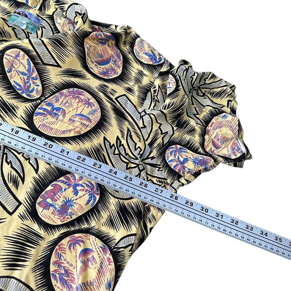 Vintage Reyn Spooner Hawaiian Shirt Men’s XL Yellow Hula Girls Palm Trees Button - Picture 8 of 10